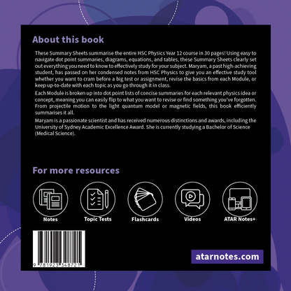 ATAR Notes HSC Year 12 Physics Summary Sheets (2025-2027)