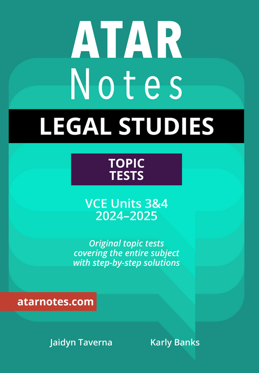 ATAR Notes VCE Legal Studies Units 3&4 Topic Tests (2024-2025)
