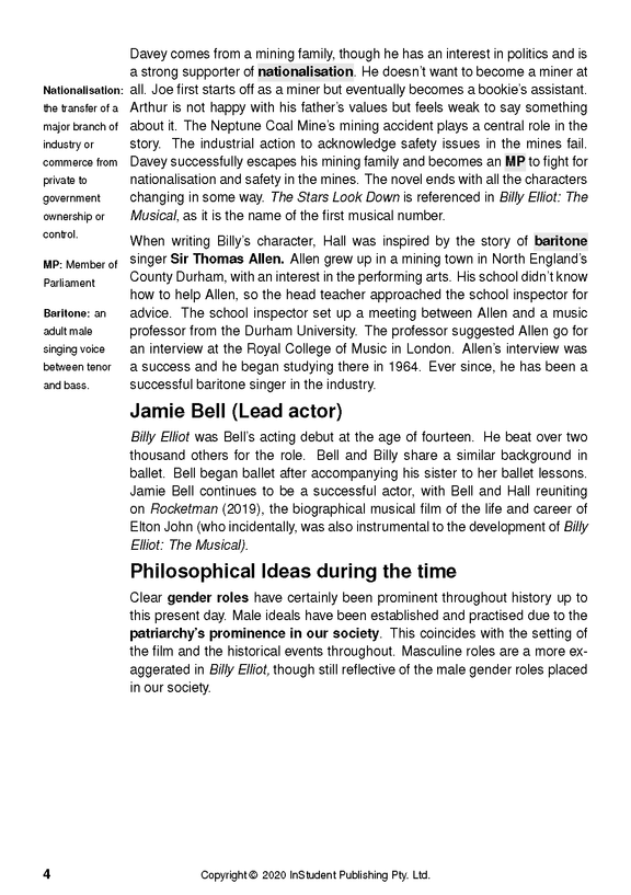 Text Guide: Billy Elliot by Stephen Daldry – ATAR Notes