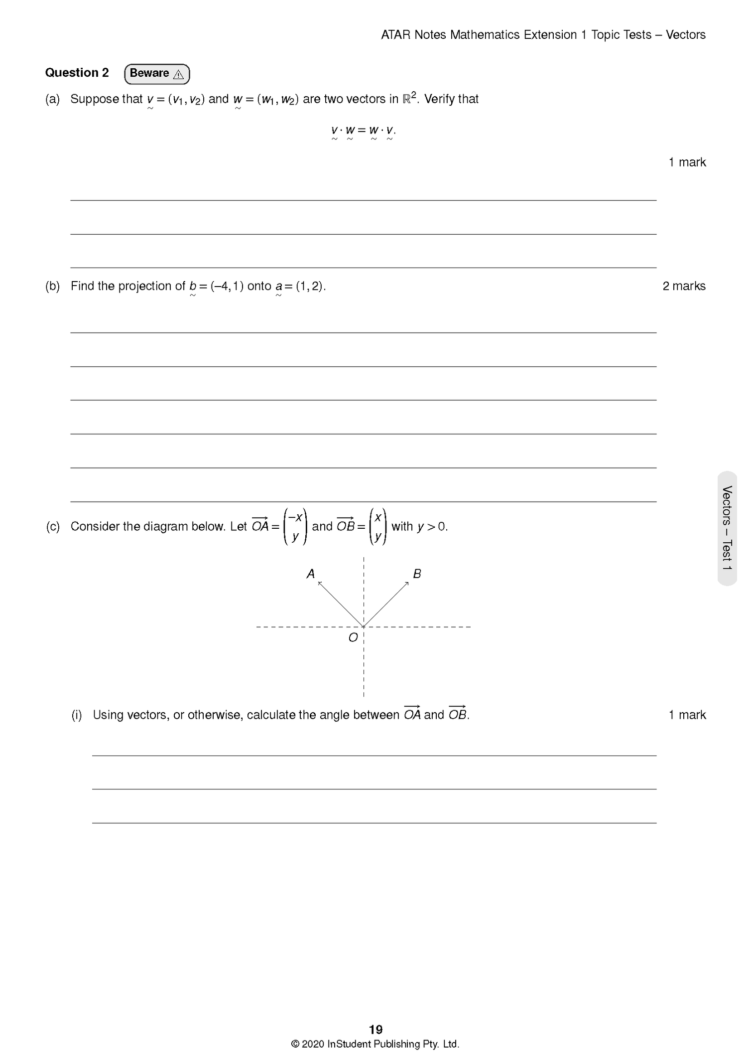 ATAR Notes HSC Year 12 Mathematics Extension 1 Topic Tests