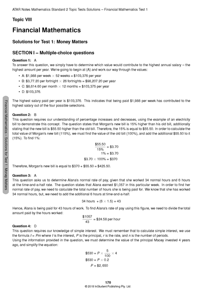 ATAR Notes HSC Year 12 Mathematics Standard 2 Topic Tests