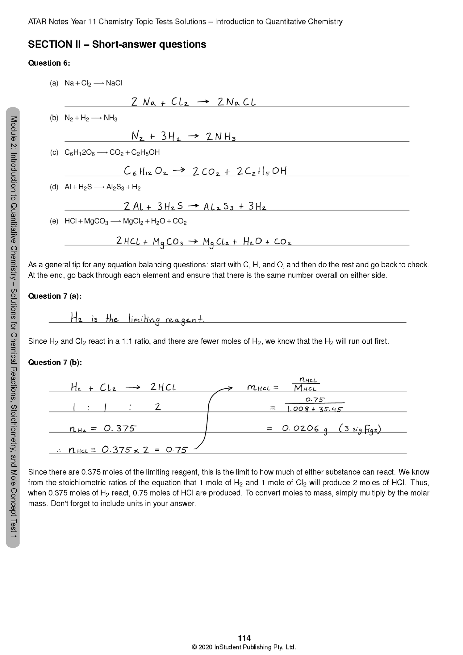 ATAR Notes HSC Year 11 Chemistry Topic Tests