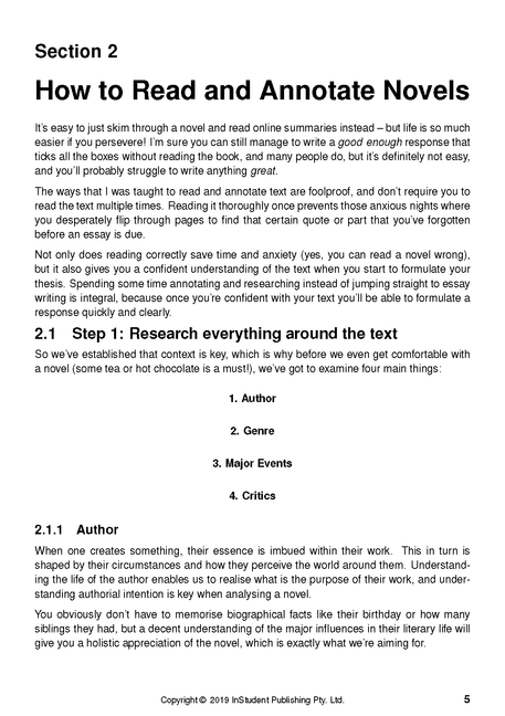 The ATAR Notes Analysis Guides: How to Analyse Novels