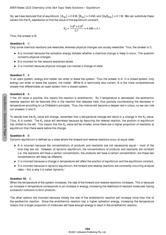 ATAR Notes QCE Chemistry 3&4 Topic Tests