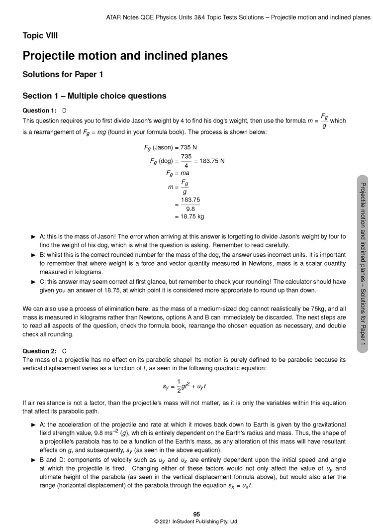 ATAR Notes QCE Physics 3&4 Topic Tests