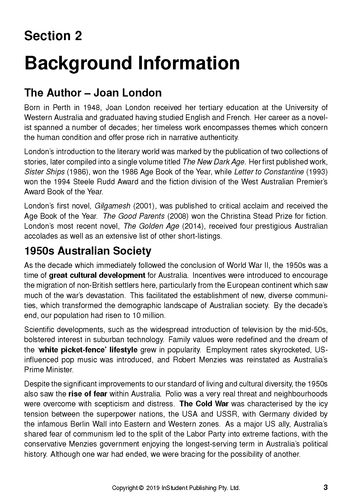 Text Guide: The Golden Age by Joan London