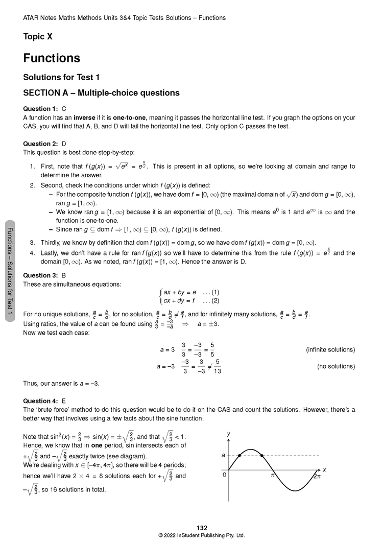 ATAR Notes VCE Maths Methods 3&4 Topic Tests (2023-2024)
