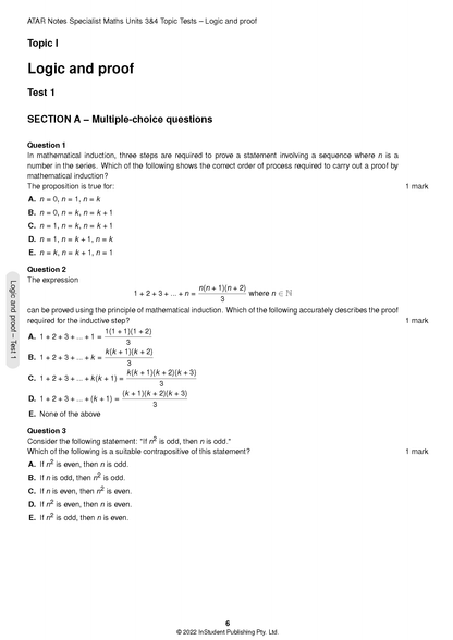 ATAR Notes VCE Specialist Maths 3&4 Topic Tests (2023-2024)