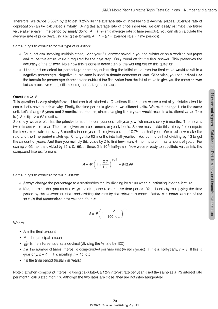 ATAR Notes Year 10 Maths Topic Tests (2023-2024)