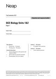Neap Trial Exam: 2021 QCE Biology Units 1&2 (Papers 1&2)