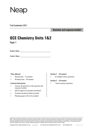 Neap Trial Exam: 2022 QCE Chemistry Units 1&2 (Papers 1&2)
