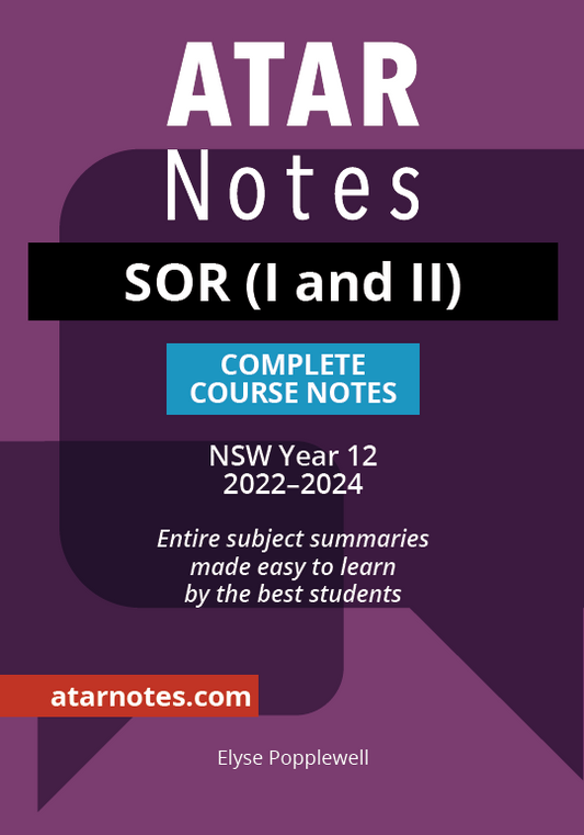 ATAR Notes HSC Year 12 Studies of Religion (SOR 1 and 2) Complete Course Notes